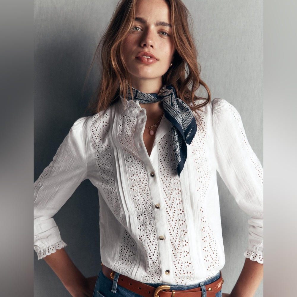 NWT Boden Broderie Cotton Top in Ivory Broderie